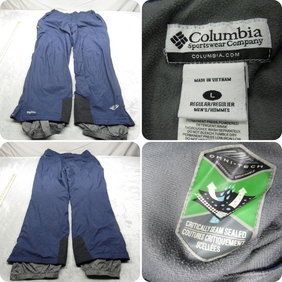 Columbia Snow Pants Mens Large Blue Bugaboo Omni Tech Waterproof Insulated 37x32 - Picture 1 of 16